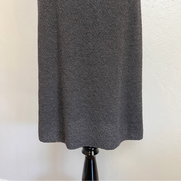 ✖️SOLD✖️•EILEEN FISHER• Gray Wool Knit Sleeveless Surplice Midi Dress - Picture 7 of 10